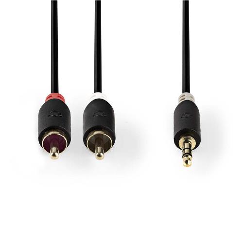 Nedis CABP22200AT10 Stereo audiokabel | 3,5 mm male - 2x RCA male | 1,0 m | Antraciet