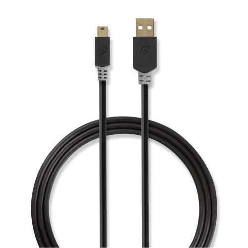 Nedis CCBP60300AT20 Kabel USB 2.0 | A male - Mini 5-pins male | 2,0 m | Antraciet
