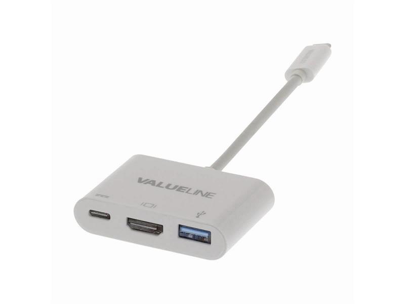Nedis CCGP64765WT02 USB-CT-Adapterkabel | Type-CT Male - USB-A Female + Type-C Female + HDMIT-uitgang | 0,2 m | Wit