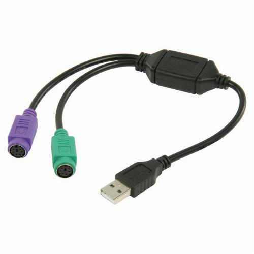 Nedis CCGP60830BK03 USB - PS/2-Adapterkabel | USB-A Male - 2x PS/2 Female | 0,3 m | Zwart