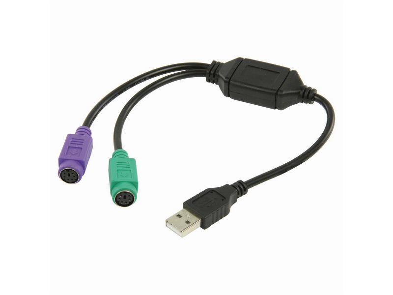 Nedis CCGP60830BK03 USB - PS/2-Adapterkabel | USB-A Male - 2x PS/2 Female | 0,3 m | Zwart
