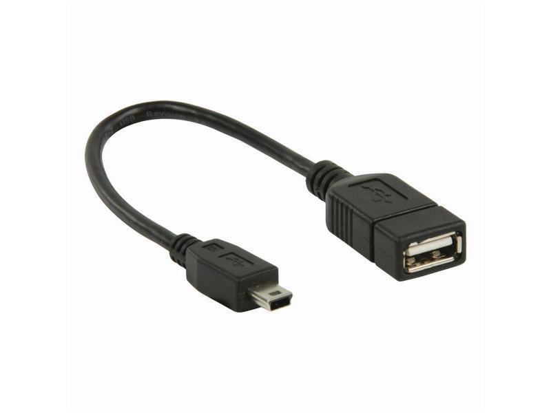 Nedis CCGP60315BK02 On-the-Go USB 2.0-Kabel | Mini 5-Pins Male - A Female | 0,2 m | Zwart