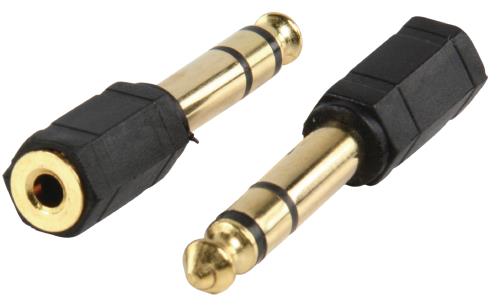 Valueline AC-007GOLD Adapter plug 6.35mm stereo stekker - 3.5mm stereo kontra stekker met vergulde kontakten