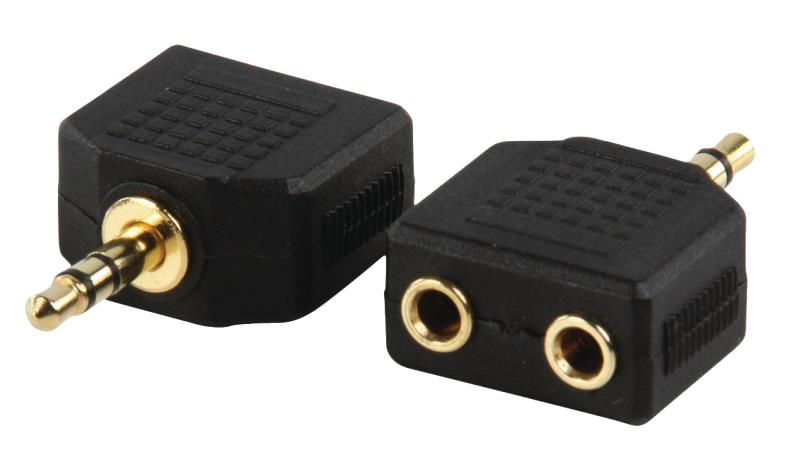 Valueline AC-012GOLD Adapter plug 3.5mm stereo stekker - 2x 3.5mm stereo kontra stekker met vergulde kontakten