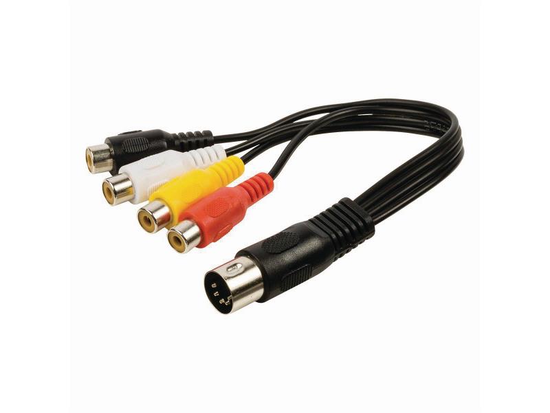 Nedis CAGP20450BK02 DIN-Audiokabel | DIN 5-Pins Male - 4x RCA Female | 0,2 m | Zwart