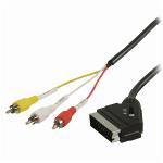 Nedis CVGP31130BK10 Schakelbare SCART-Kabel | SCART Male - 3x RCA Male | 1,0 m | Zwart