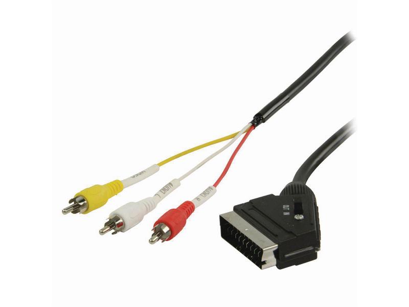 Nedis CVGP31130BK20 Schakelbare SCART-Kabel | SCART Male - 3x RCA Male | 2,0 m | Zwart