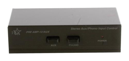 HQ PRE AMP-12/AUX Stereo voorversterker met schakelbare aux ingang
