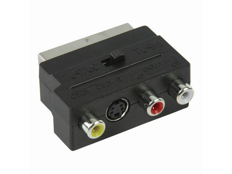 Nedis CVGB31902BK Schakelbare SCART-Adapter | SCART Male - S-Video Female + 3x RCA Female | Zwart