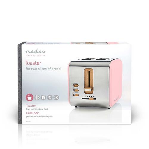 Nedis KABT510EPK Broodrooster | 2 brede sleuven | Soft-touch | Roze