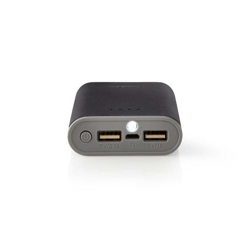 Nedis UPBK7500BK Powerbank | 7500 mAh | 2 USB-A uitgangen 3.1 A | micro-USB ingang | Zwart
