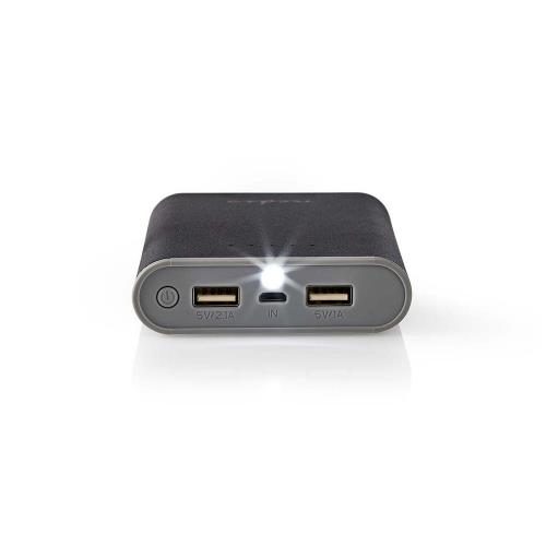 Nedis UPBK10000BK Power Bank | 10000 mAh | 2-USB-A outputs 3.1A | Micro USB input | Black