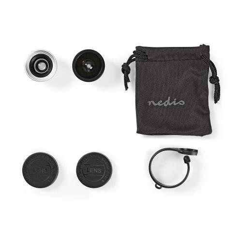 Nedis SMLK200 Opzetlens voor smartphone-camera | 3-in-1 | Macro / groothoek & fisheye | Clip-on