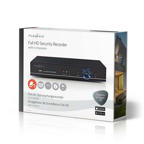 Nedis AHDR204CBK CCTV-beveiligingsrecorder | 4-kanaals | Full HD | Inclusief 1 TB HDD