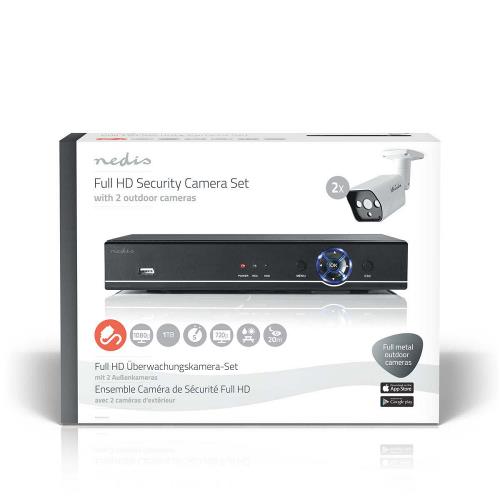 Nedis AHDS204CWT2 CCTV-beveiligingsrecorder, set | 2x camera's inbegrepen | Full HD | Inclusief 1 TB HDD