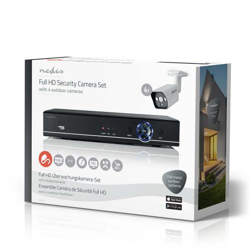 Nedis AHDS204CWT4 CCTV-beveiligingsrecorder, set | 4x camera's inbegrepen | Full HD | Inclusief 1 TB HDD