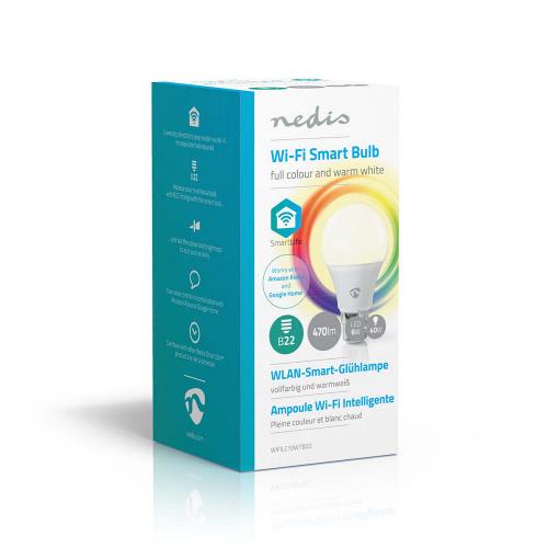 Nedis WIFILC10WTB22 Wi-Fi Slimme LED-Lamp | Full-Colour en Warm-Wit | B22