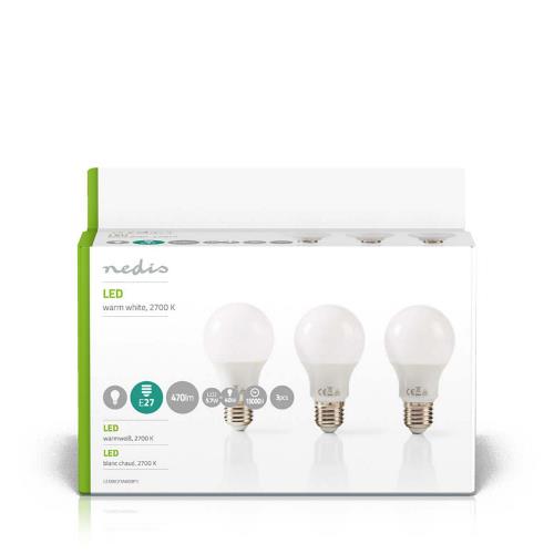 Nedis LEDBE27A603P1 LED-Lamp E27 | A60 | 5,7 W | 470 lm | 3-Pack