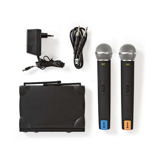 Nedis MPWL611BK Draadloze Microfoonset | 2-Kanaals | 2 Microfoons Meegeleverd | Gebruiksduur Batterij tot 6 Uur