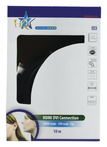 HQ HQSS5551/10 Hoge kwaliteit HDMI - DVI kabel 10,0 m
