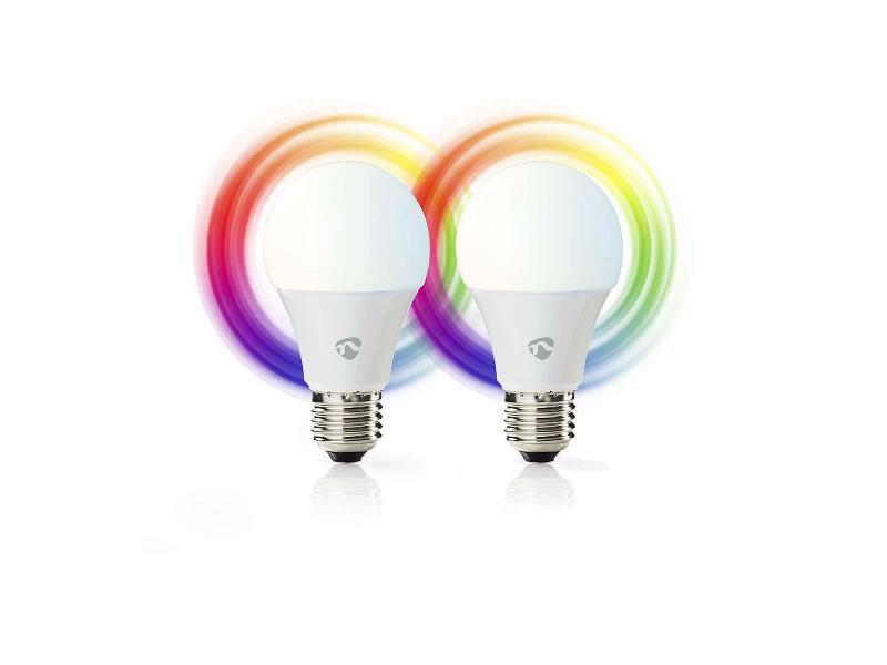 Nedis WIFILC20WTE27 Slimme Wi-Fi-LED-Lampen | Full-Colour en Warm-Wit | E27 | 2-Pack
