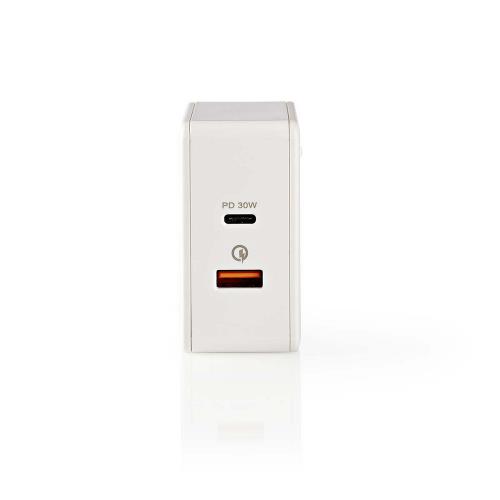 Nedis WCPD30W110WT Thuislader | 3,0 A | USB (QC) / USB-C | Voeding: 30 W | Wit