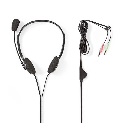 Nedis CHST100BK PC-Headset | On-Ear | 2x 3,5 mm Connectoren | 2,0 m | Zwart