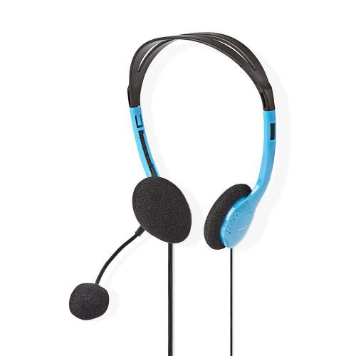 Nedis CHST100BU PC-Headset | On-Ear | 2x 3,5 mm Connectoren | 2,0 m | Blauw