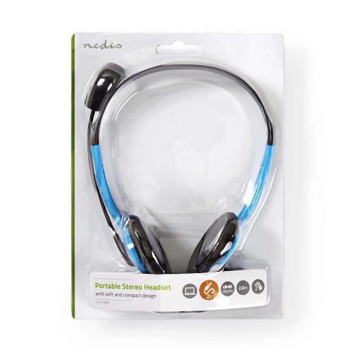 Nedis CHST100BU PC-Headset | On-Ear | 2x 3,5 mm Connectoren | 2,0 m | Blauw