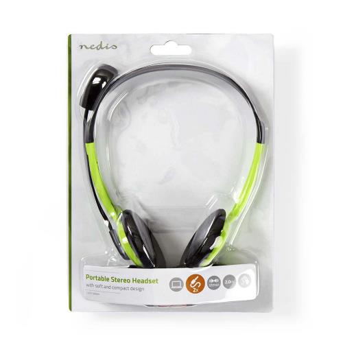 Nedis CHST100GN PC-Headset | On-Ear | 2x 3,5 mm Connectoren | 2,0 m | Groen