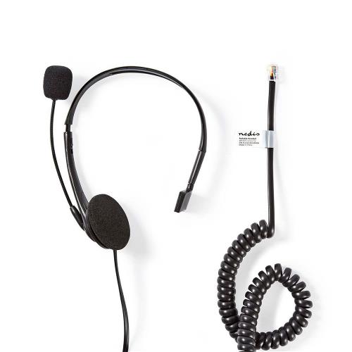 Nedis CHSTRJ100BK PC-Headset | On-Ear | RJ9-Connector | 2,2 m | Zwart