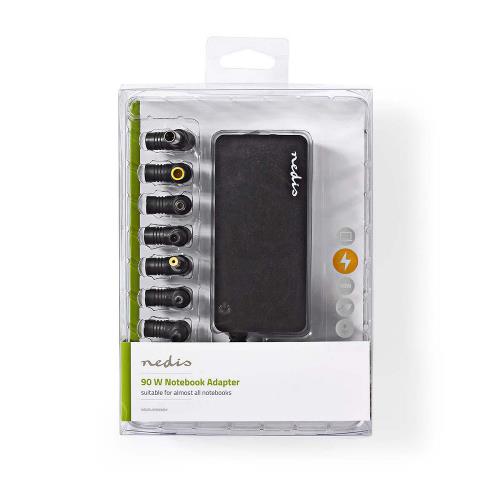 Nedis NBARUM90WBK Notebookadapter | Universeel met 8 Stekkers | 90 W | Uitgang 15 V - 19,5 V