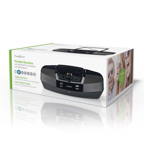 Nedis SPBB200BK Boombox | 12 W | Bluetooth® | CD-speler / FM-Radio / USB / AUX | Zwart
