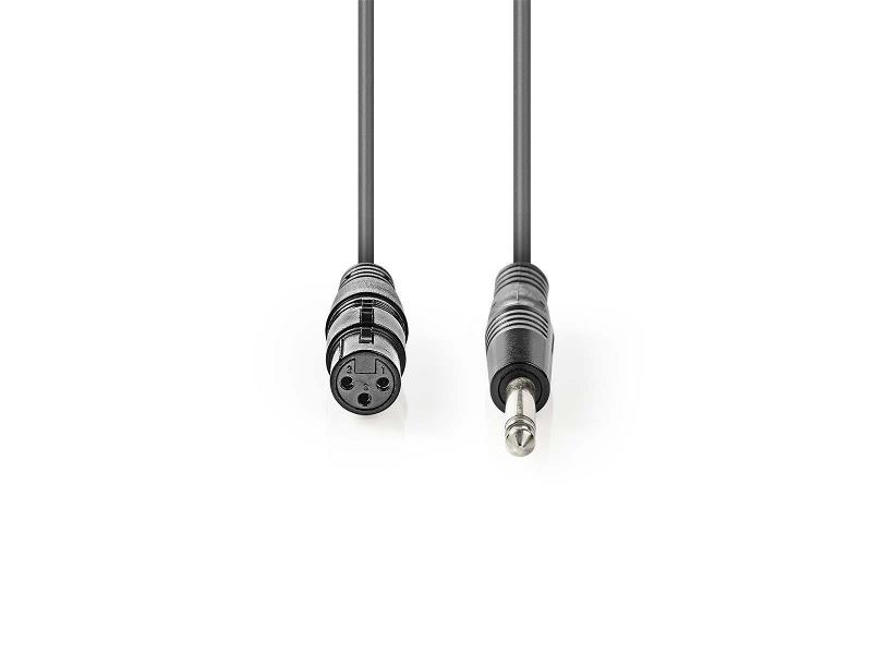 Nedis COTG15120GY100 Ongebalanceerde XLR-Audiokabel | XLR 3-pins female - 6,35 mm male | 10 m | Grijs