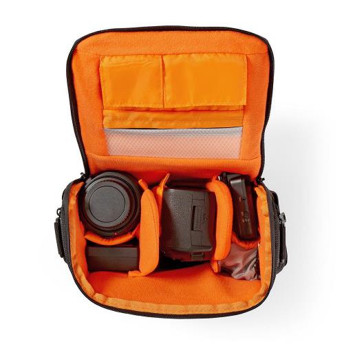 Nedis CBAG210BK Camera-schoudertas | 220 x 190 x 120 mm | 3 binnenvakken | Zwart/oranje