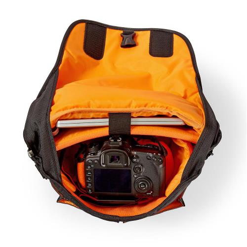 Nedis CBAG230BK Camera-schoudertas | 330 x 250 x 140 mm | 3 binnenvakken | Zwart/oranje
