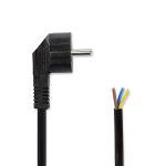 Nedis PCGP10700BK30 Voedingskabel | Schuko-stekker haaks - Open kabeleinde | 3,0 m | Zwart