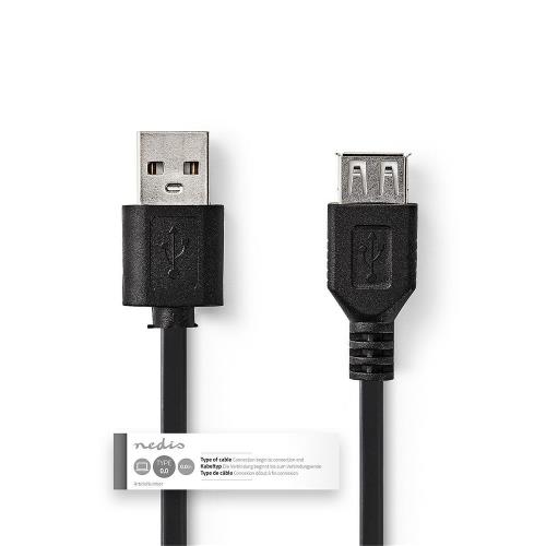 Nedis CCGT60010BK30 Kabel USB 2.0 | A male - USB A female | 3,0 m | Zwart