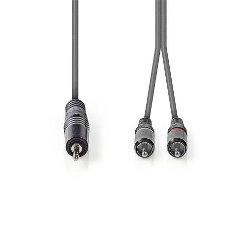 Nedis COTH22200GY15 Stereo audiokabel | 3,5 mm male - 2x RCA male | 1,5 m | Grijs