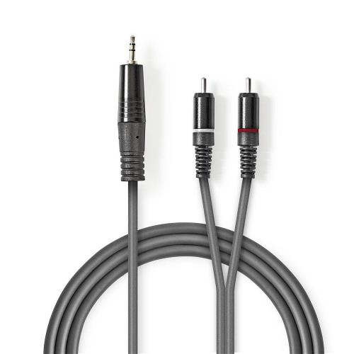 Nedis COTH22200GY50 Stereo audiokabel | 3,5 mm male - 2x RCA male | 5,0 m | Grijs