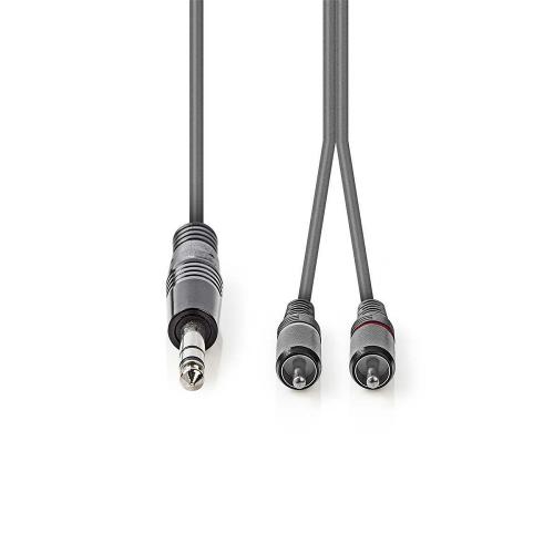 Nedis COTH23300GY15 Stereo audiokabel | 6,35 mm male - 2x RCA male | 1,5 m | Grijs