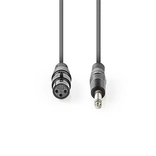 Nedis COTH15120GY15 Ongebalanceerde XLR-Audiokabel | XLR 3-pins female - 6,35 mm male | 1,5 m | Grijs
