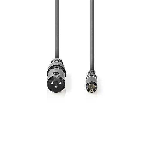 Nedis COTH15205GY15 XLR-Audiokabel | XLR 3-pins male - RCA male | 1,5 m | Grijs