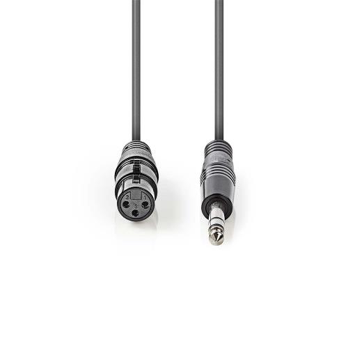 Nedis COTH15110GY15 Gebalanceerde XLR-Audiokabel | XLR 3-pins female - 6,35 mm male | 1,5 m | Grijs