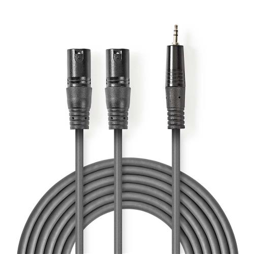 Nedis COTH15310GY15 XLR-Audiokabel | 2x XLR 3-pins male - 3,5 mm male | 1,5 m | Grijs