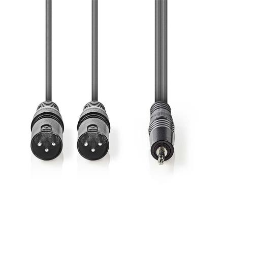 Nedis COTH15310GY30 XLR-Audiokabel | 2x XLR 3-pins male - 3,5 mm male | 3,0 m | Grijs