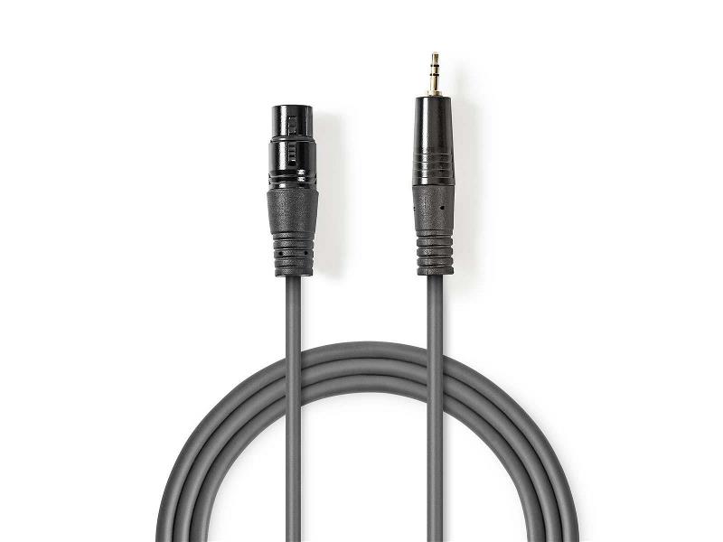 Nedis COTH15320GY10 Gebalanceerde XLR-Audiokabel | XLR 3-pins female - 3,5 mm male | 1,0 m | Grijs
