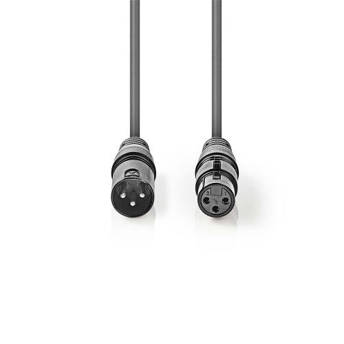 Nedis COTH15012GY50 Digitale DMX-Kabel 110 Ohm | XLR 3-pins male - XLR 3-pins female | 5,0 m | Grijs