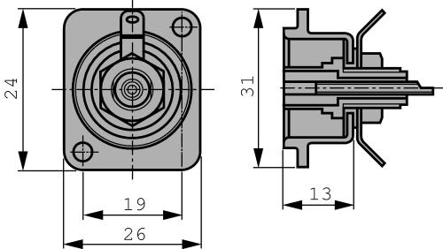 Neutrik NF2D-4 D-shape RCA socket geel