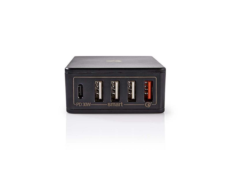 Nedis WCPD30W120BK Thuislader | 3,0 A | USB (QC) / USB-C uitgangen | Voeding: 30 W | Zwart